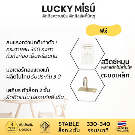 พัดลมติดเพดาน ขนาด 56 นิ้ว ลัคกี้มิตซู รุ่น LM56 สีดำ (รุ่นลมแรง ก้านยาว 1.5 เมตร)_2